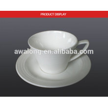 Glaze Bone China Eco-friendly Blank White fine ceramic milk cup and saucer